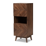 Baxton Studio Hartman Mid-Century Modern Walnut Brown Finished Wood Storage Cabinet